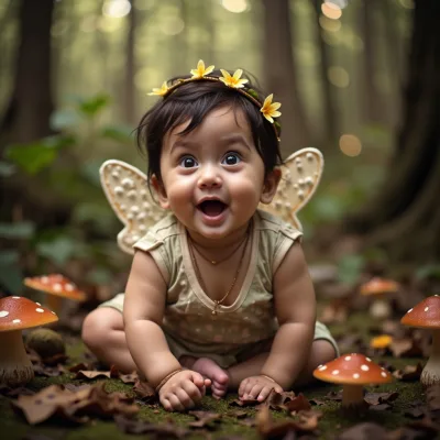 AI baby portrait - Forest Fairy theme