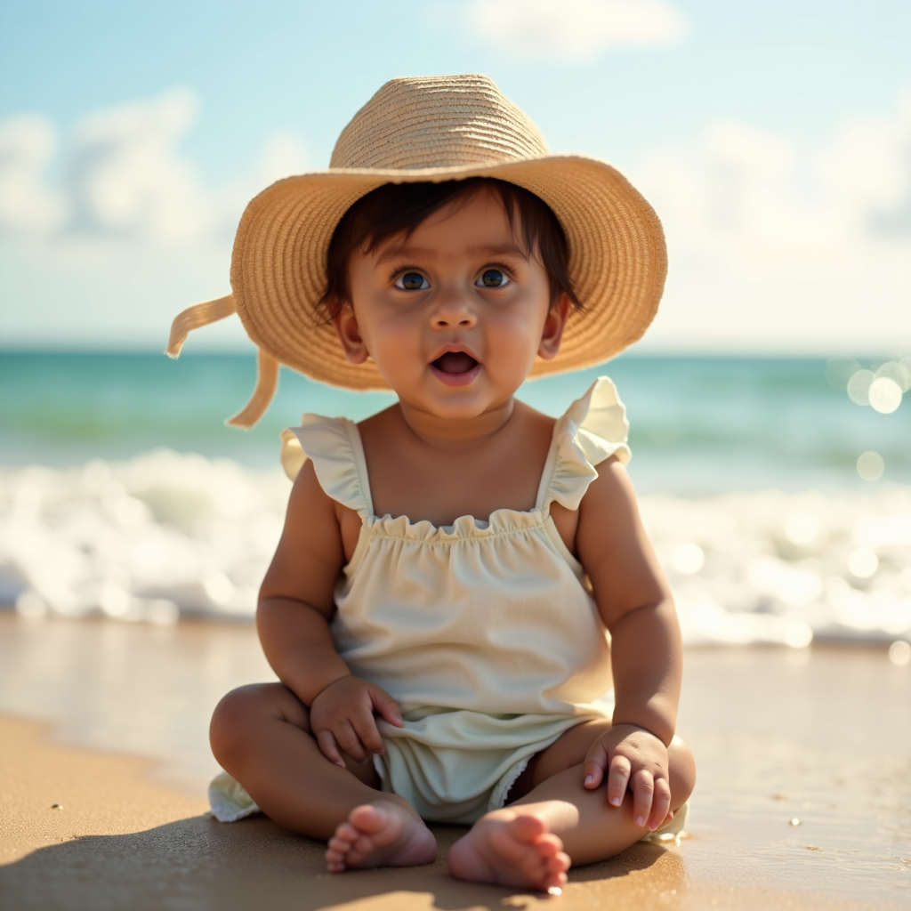 AI generated baby portrait - Beach theme