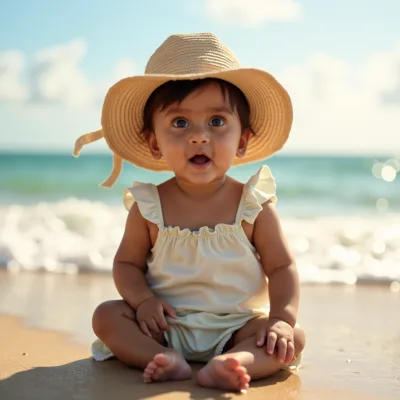 AI generated baby portrait - Beach theme