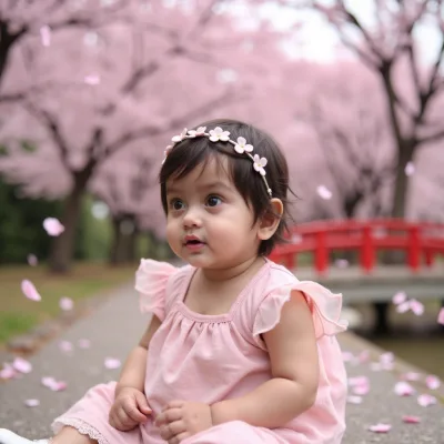 AI baby Cherry Blossoms photos