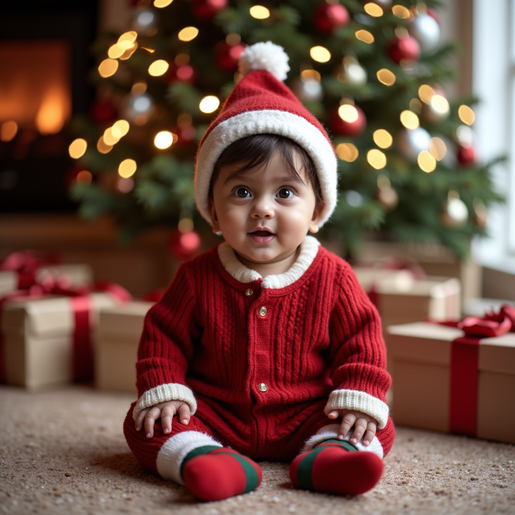 AI generated baby portrait - Christmas theme