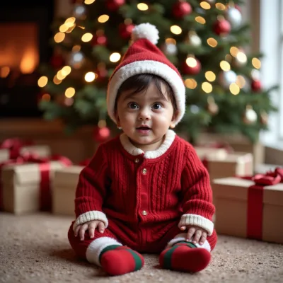AI generated baby portrait - Christmas theme