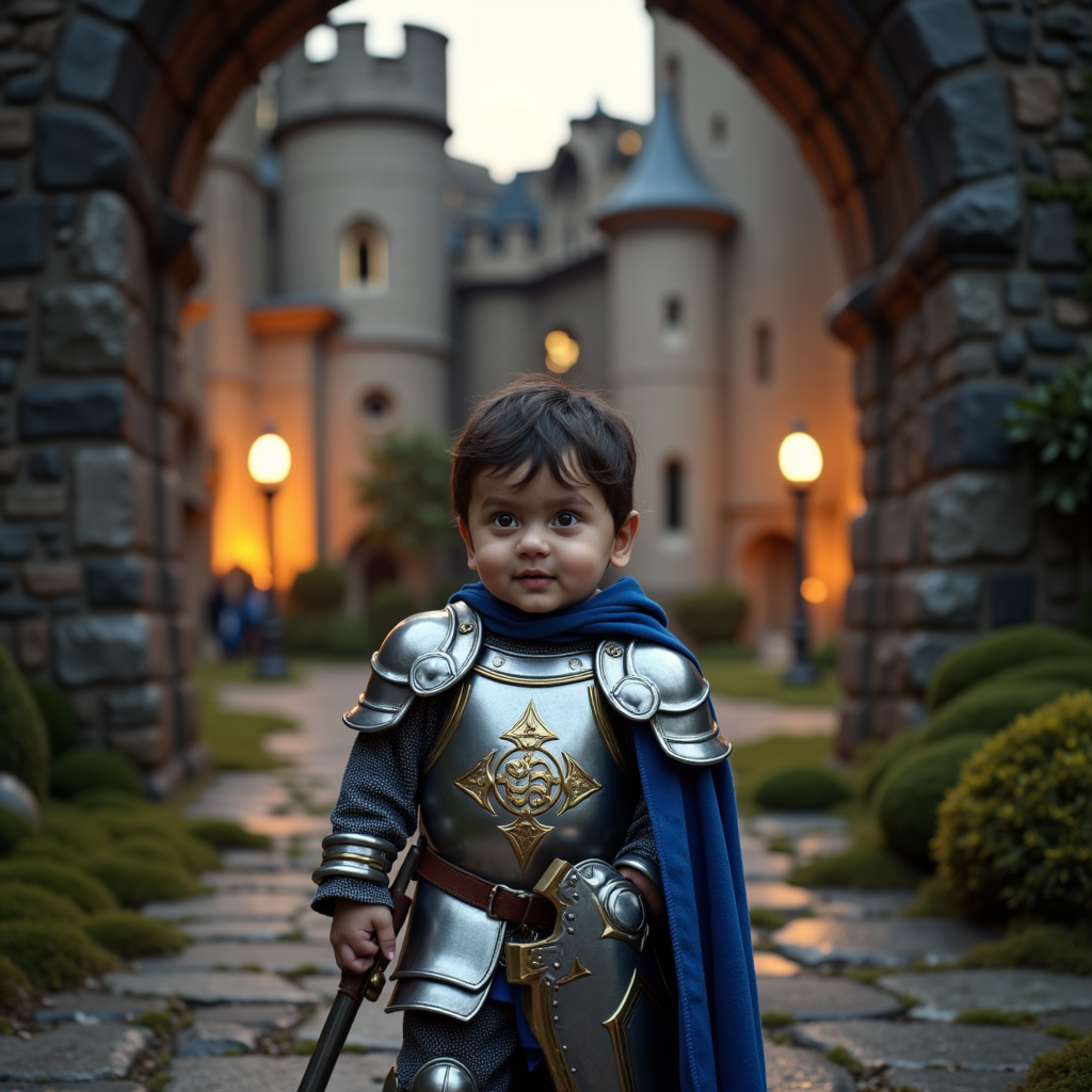 AI generated baby portrait - Knight theme