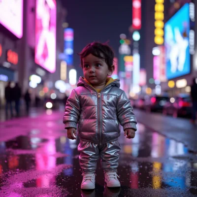 AI baby Cyberpunk Neon photos