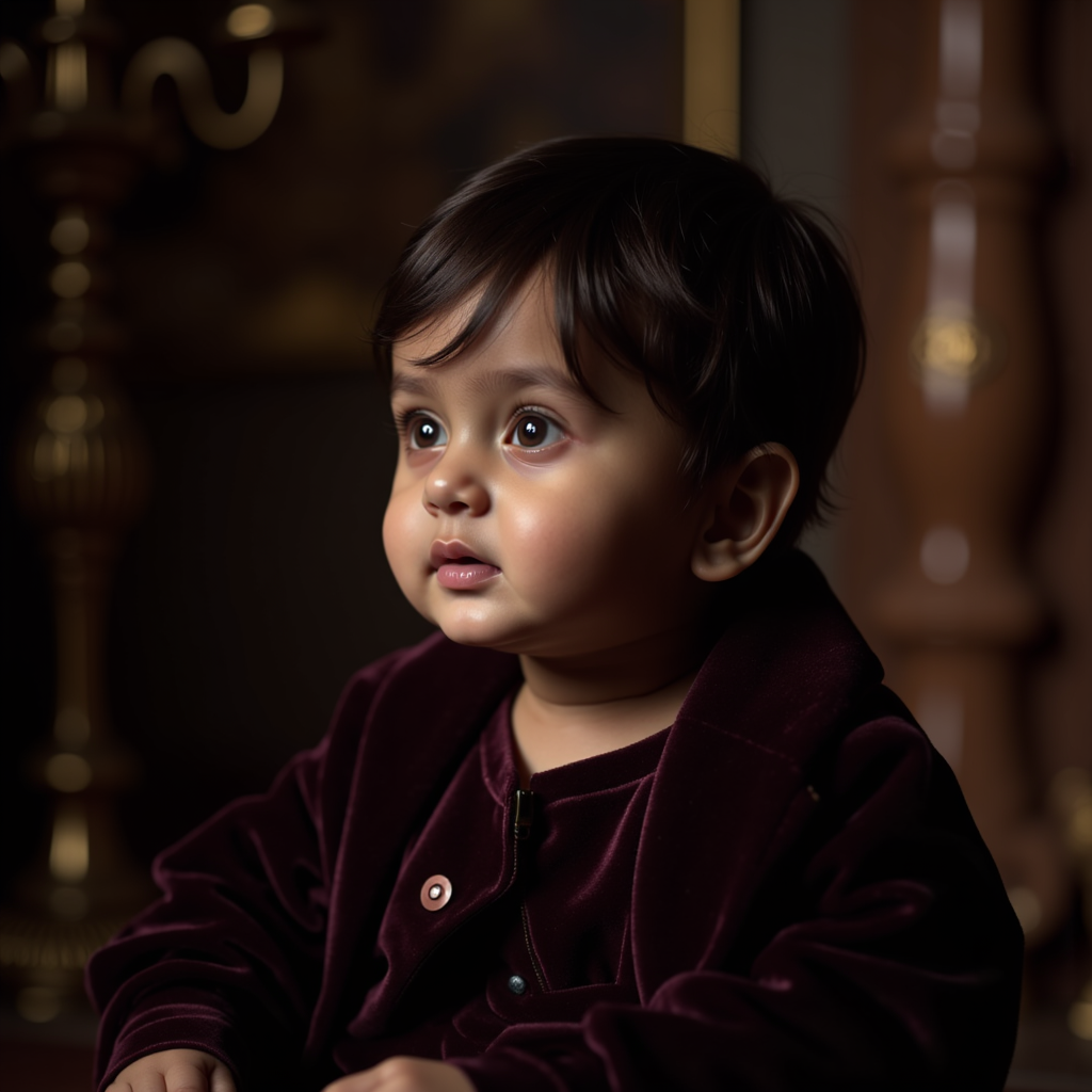 AI generated baby portrait - Dark Moody theme