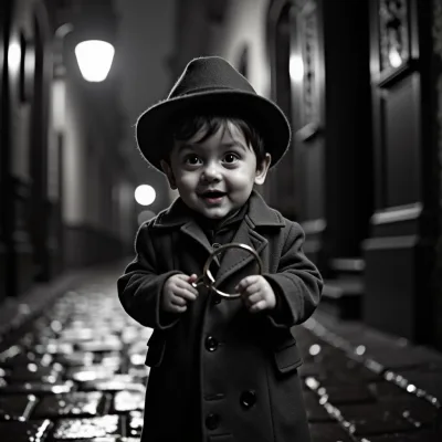 AI baby Film Noir photos