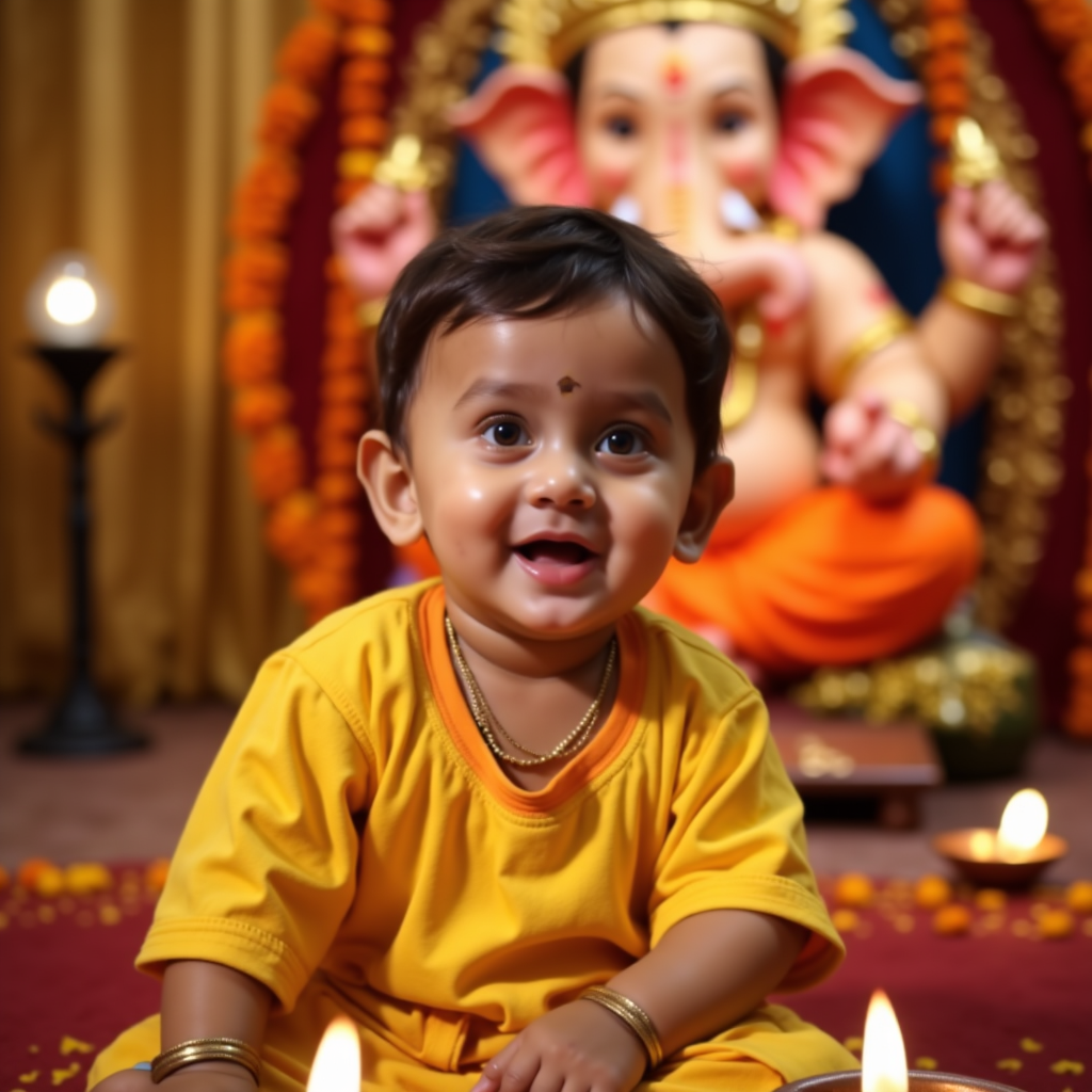 AI generated baby portrait - Ganesh Chaturthi theme