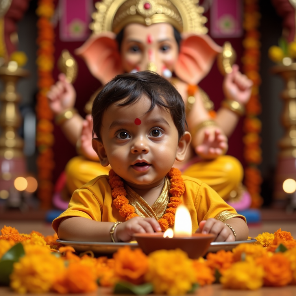 AI baby Ganesh Chaturthi portrait