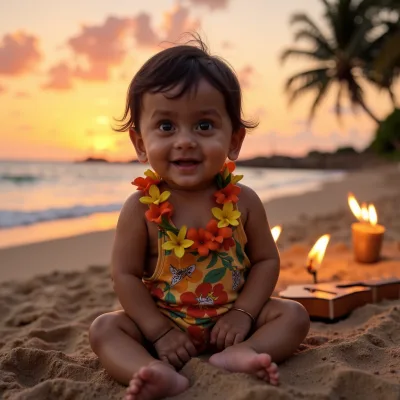 AI baby Hawaiian Luau photos