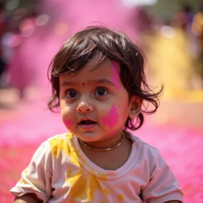 AI baby Holi Festival photos