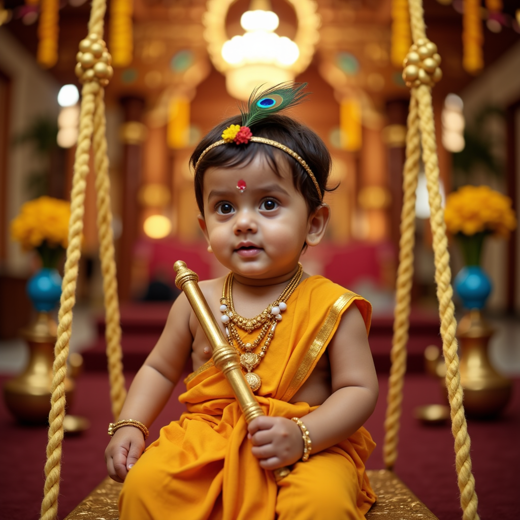 AI baby Janmashtami portrait