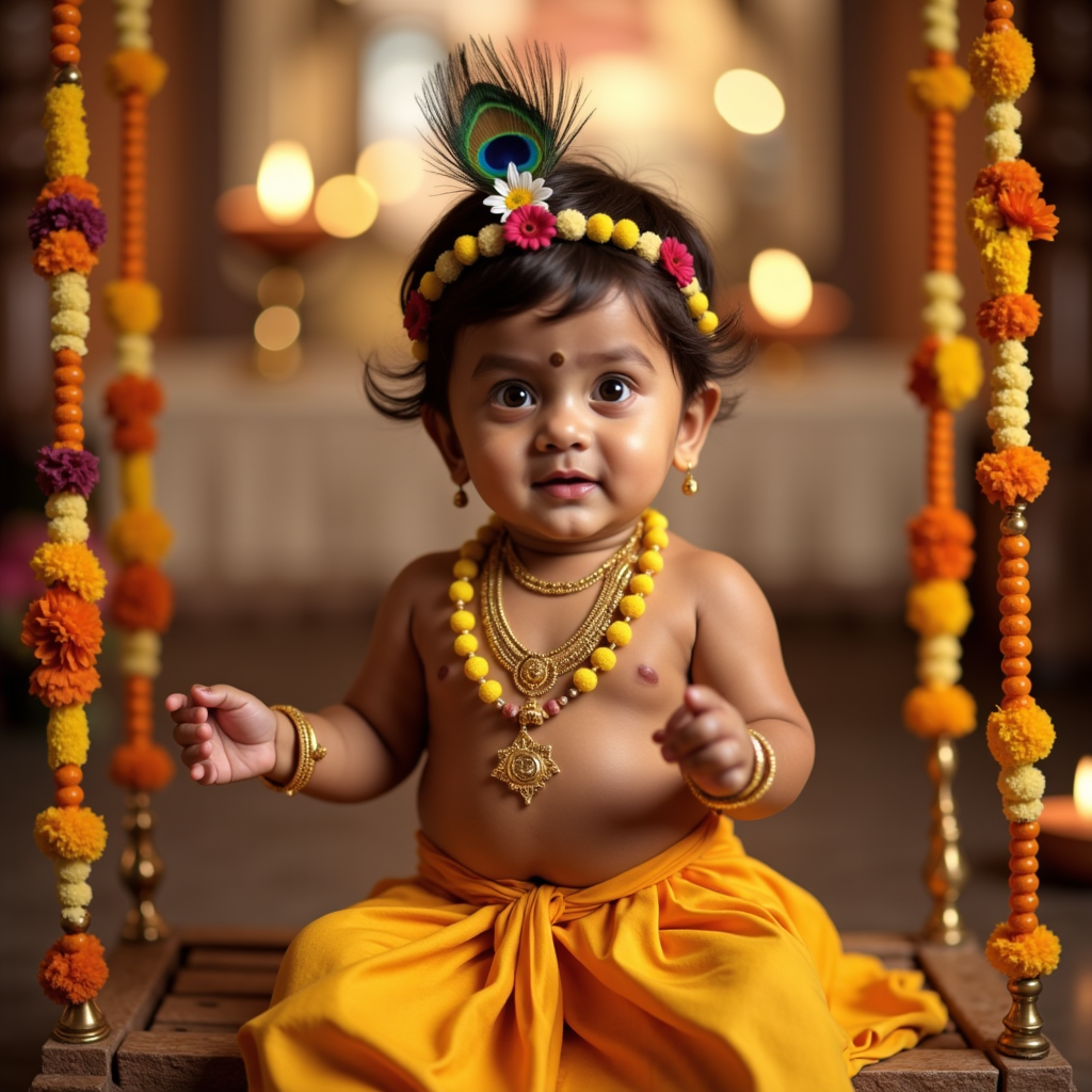 AI baby Janmashtami portrait