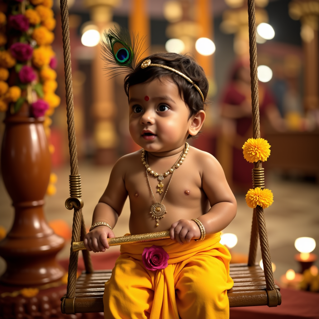 AI baby Janmashtami portrait