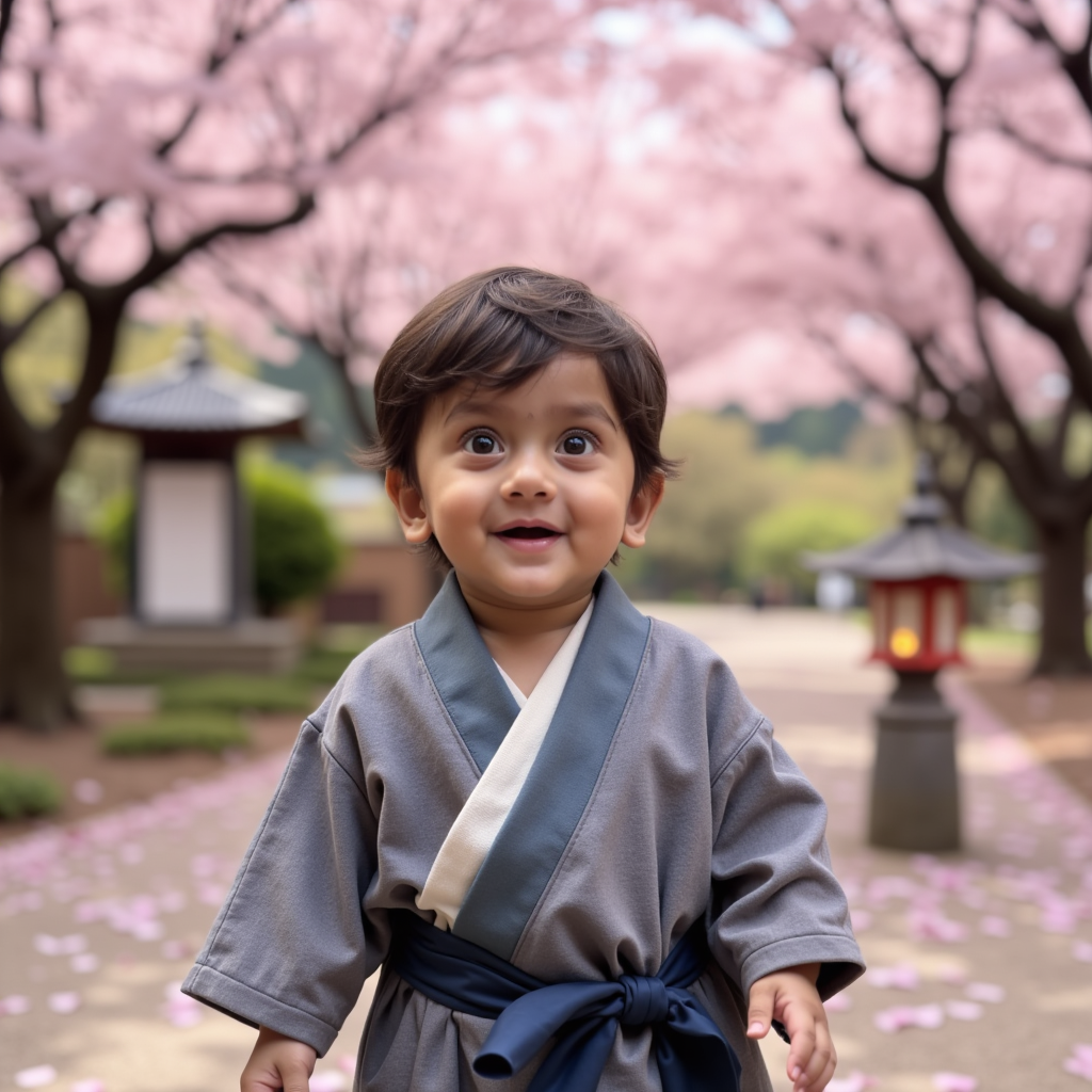 AI generated baby portrait - Cherry Blossom (Hanami) theme