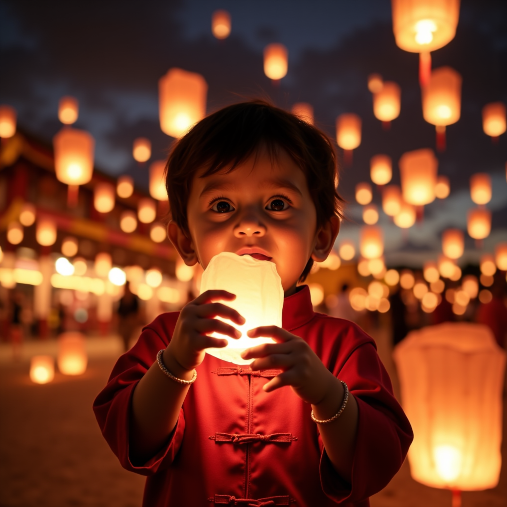 AI baby Lantern Festival portrait
