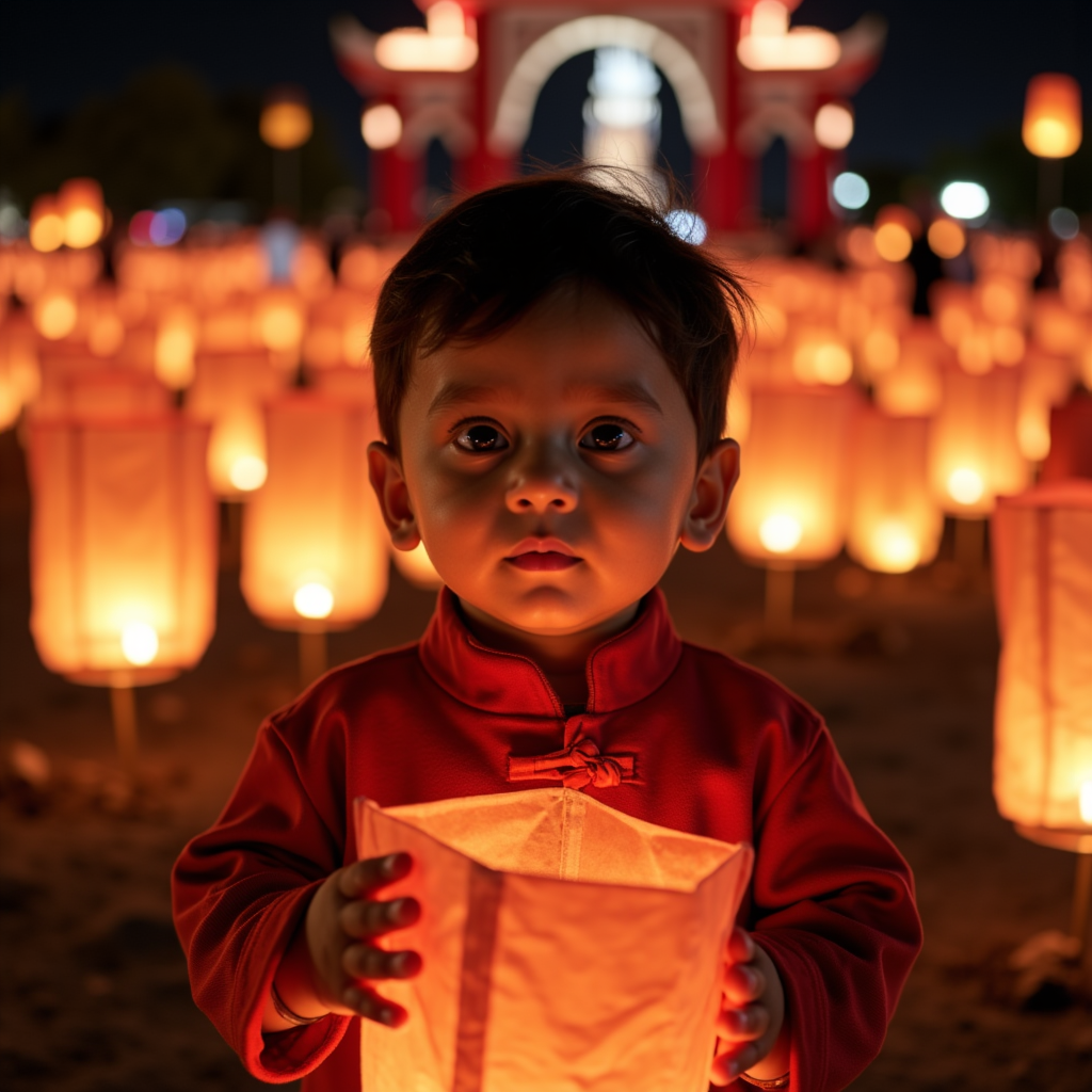 AI generated baby portrait - Lantern Festival theme