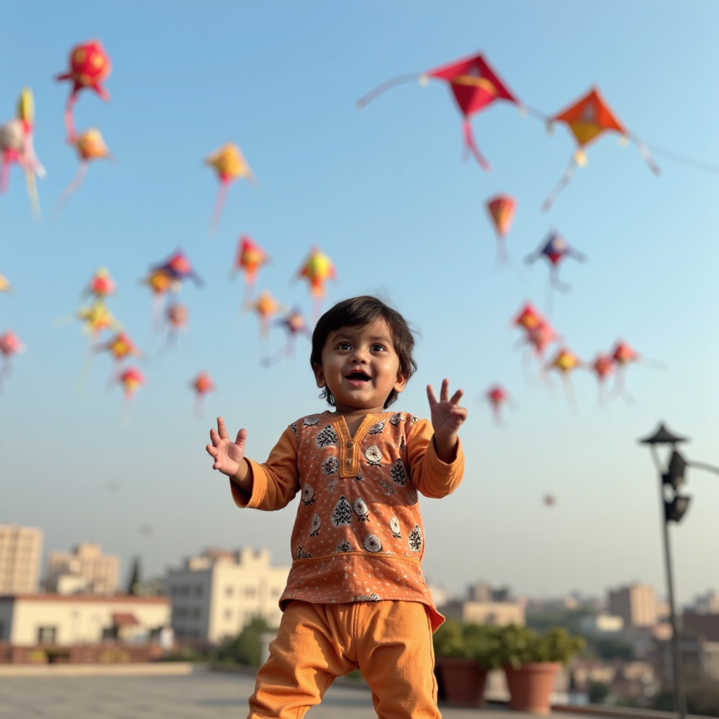 AI baby Kite Festival portrait