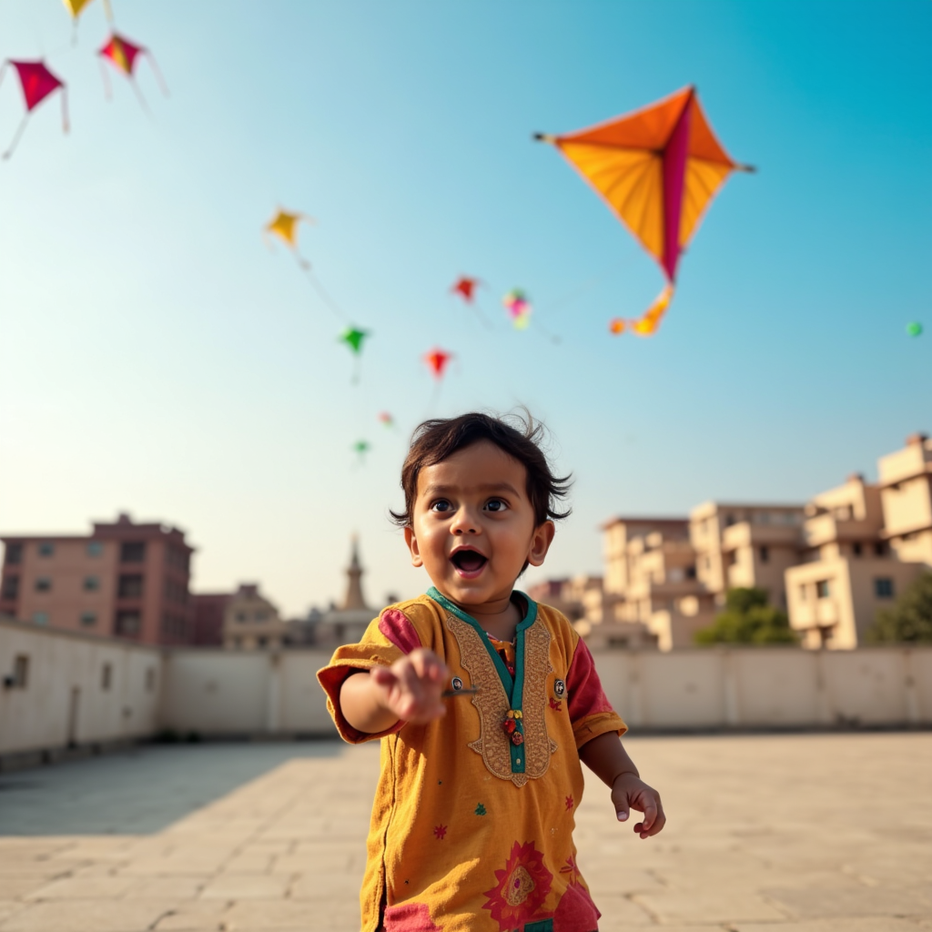 AI baby Kite Festival portrait
