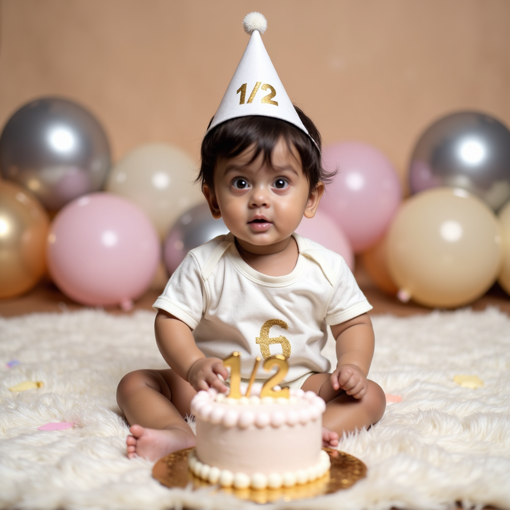 AI generated baby portrait - Half Birthday theme