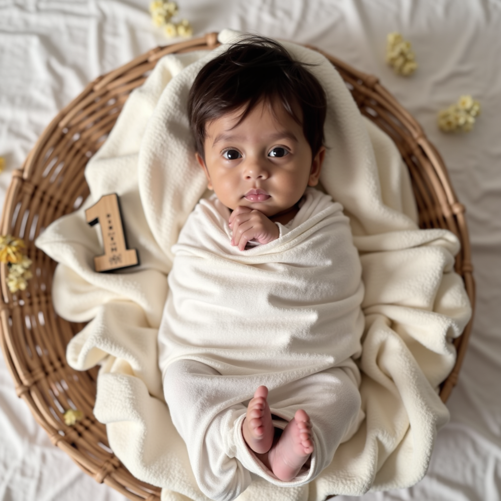 AI generated baby portrait - 1 Month — Newborn Bliss theme