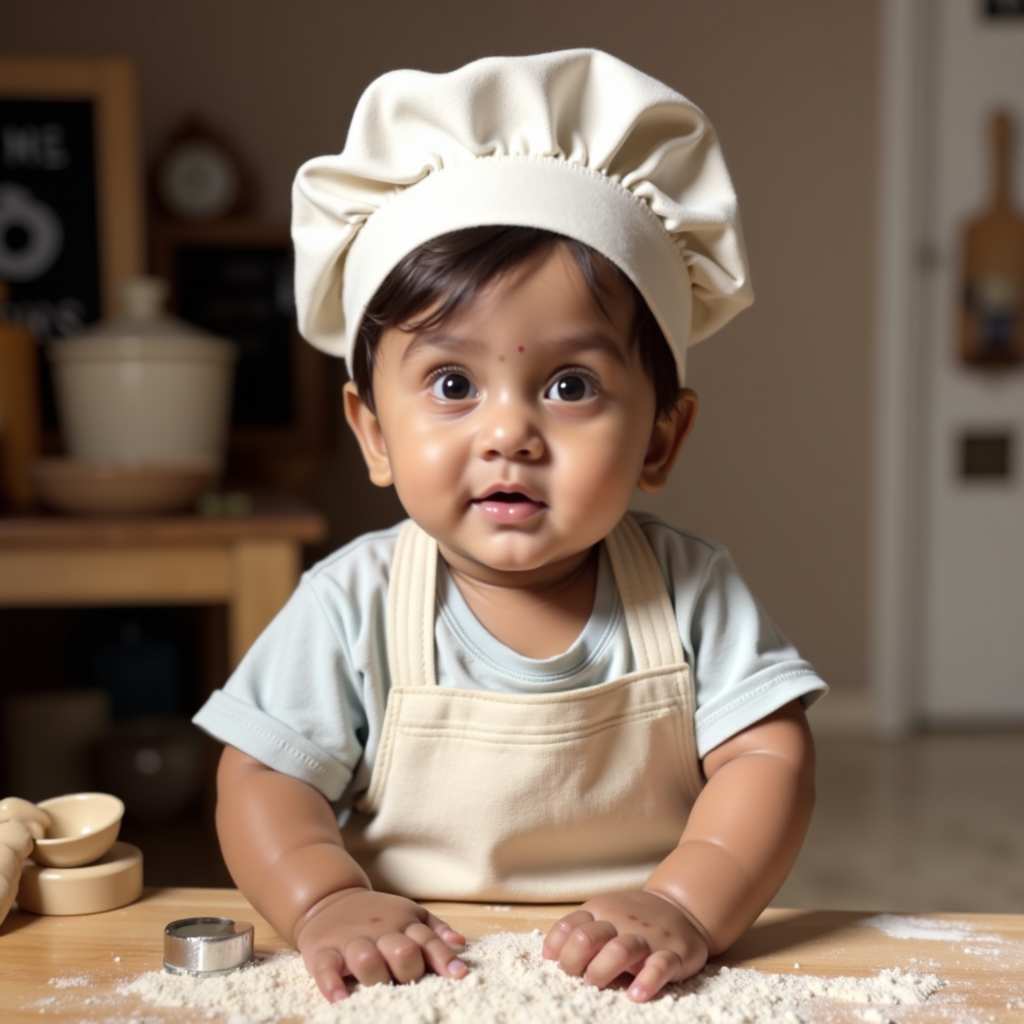 AI generated baby portrait - 10 Months — Little Chef theme