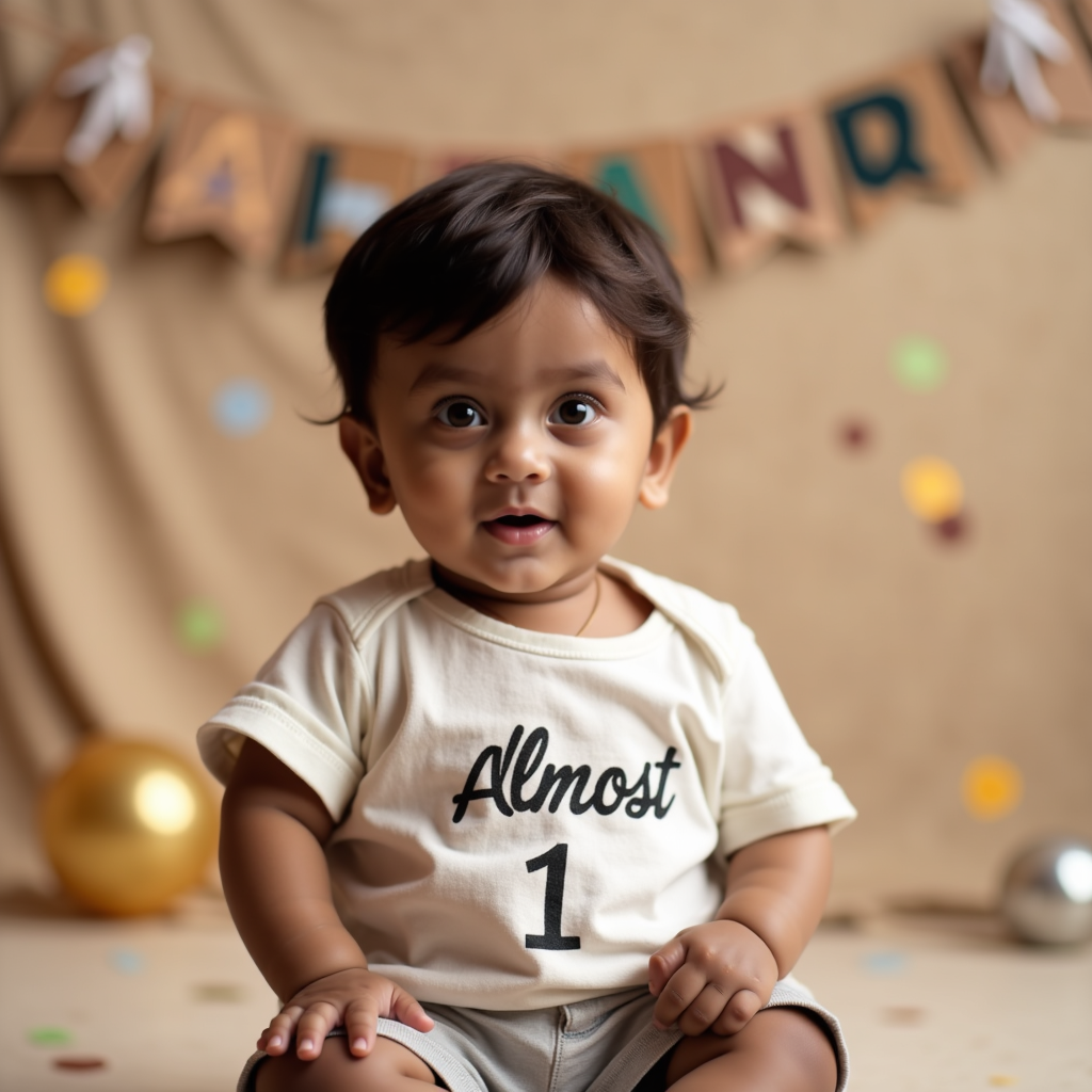 AI generated baby portrait - 11 Months — Almost One! theme