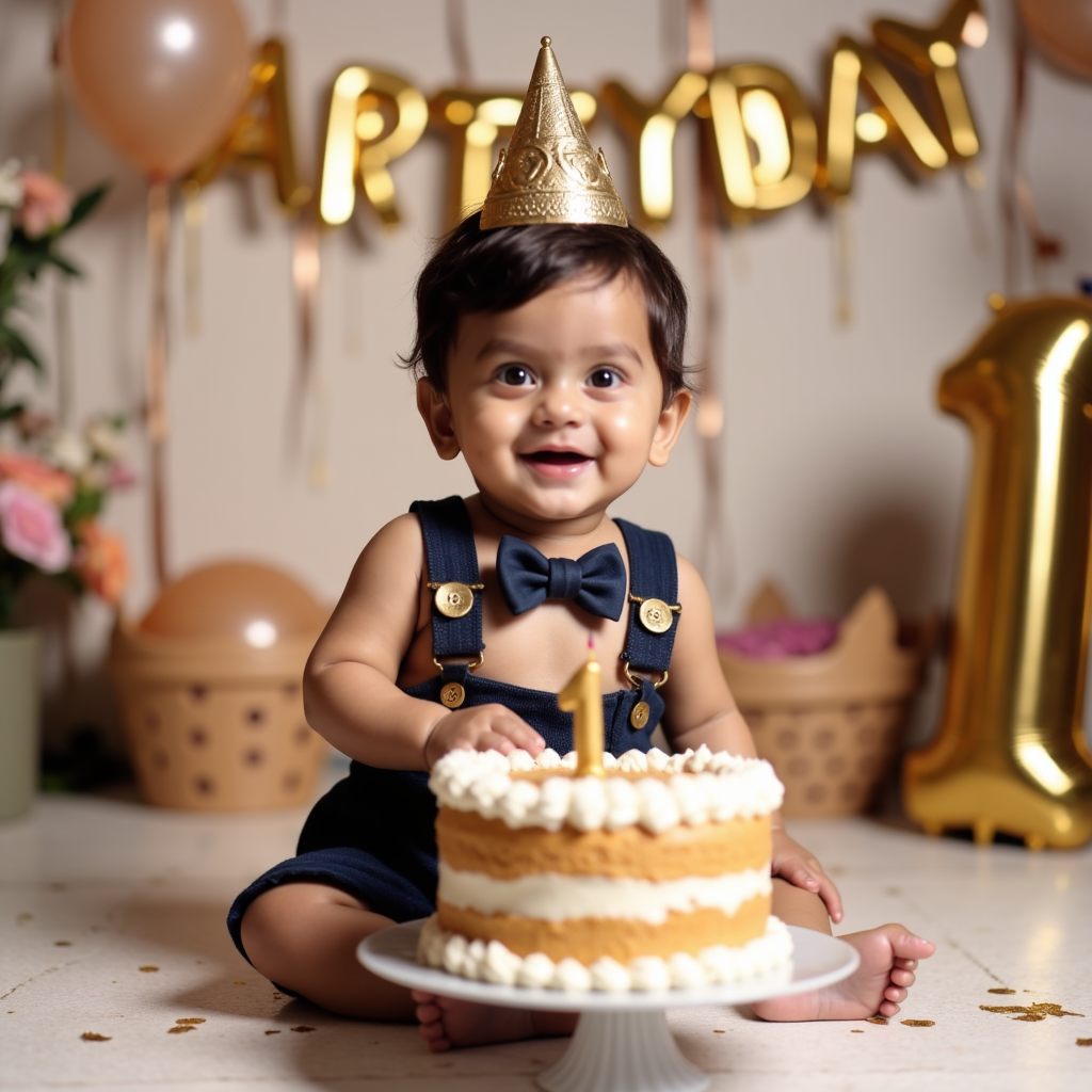 AI generated baby portrait - 12 Months — First Birthday! theme