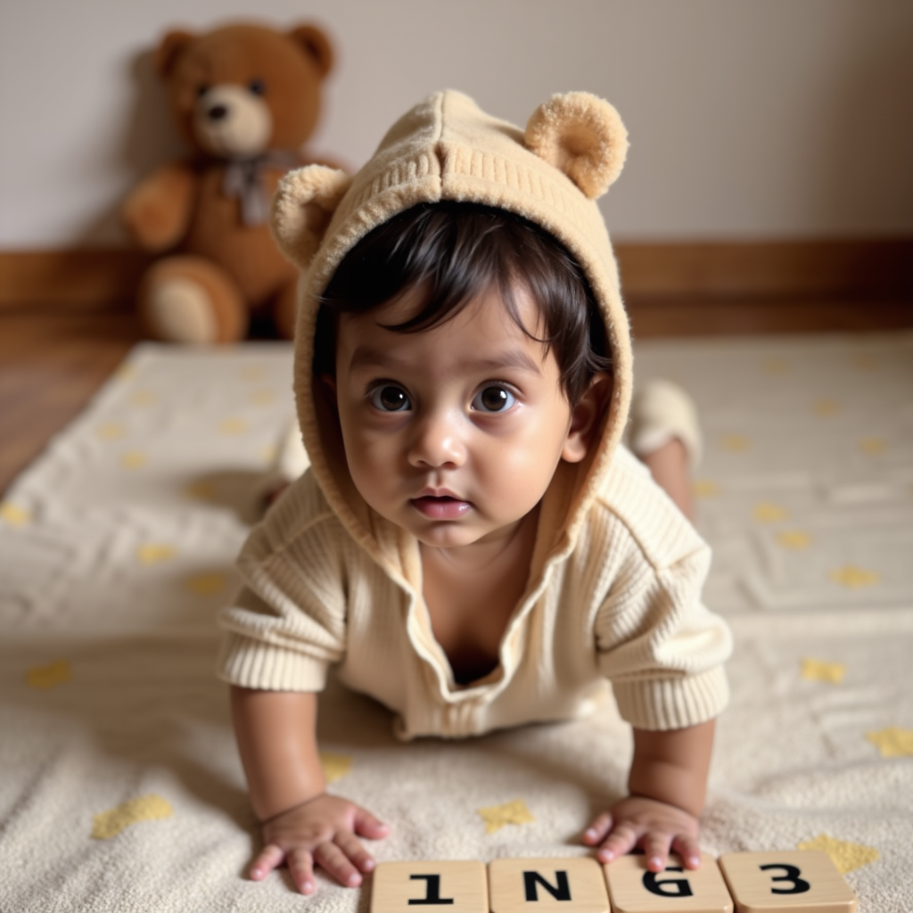 AI baby 3 Months — Head Up portrait