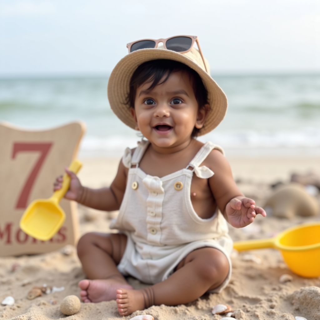 AI baby 7 Months — Beach Babe portrait