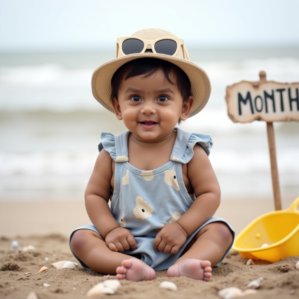 AI baby 7 Months — Beach Babe portrait