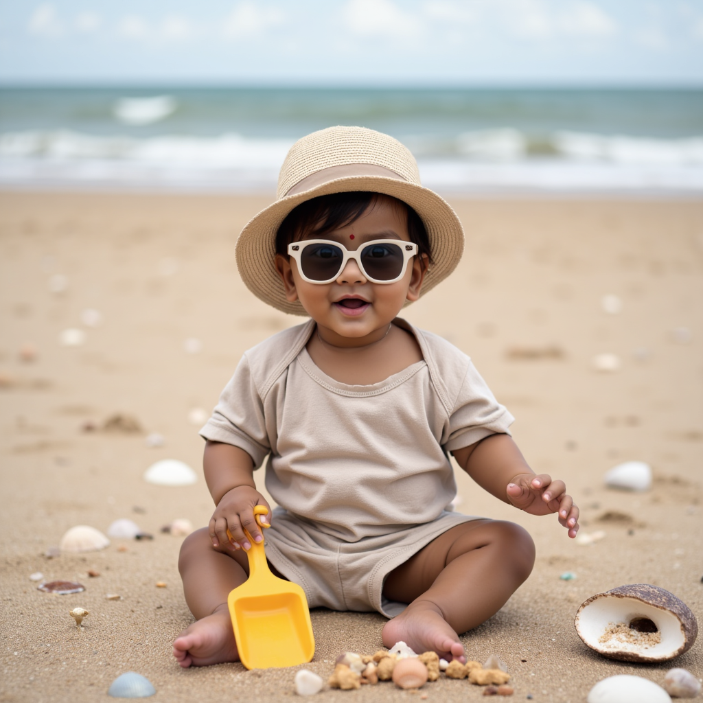 AI baby 7 Months — Beach Babe portrait