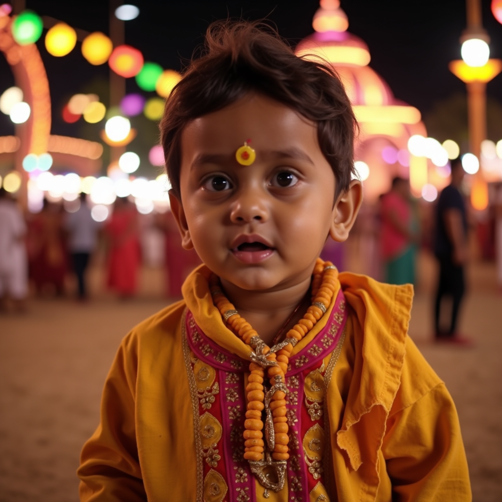 AI generated baby portrait - Navratri theme