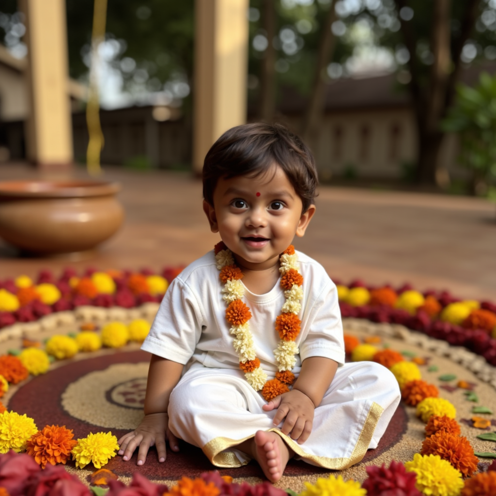 AI baby Onam Festival portrait