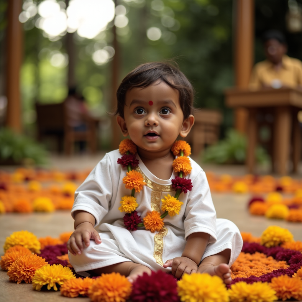 AI generated baby portrait - Onam Festival theme