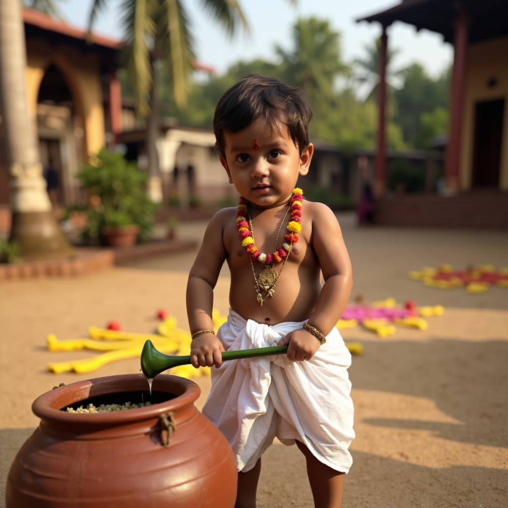 AI baby Pongal Harvest portrait