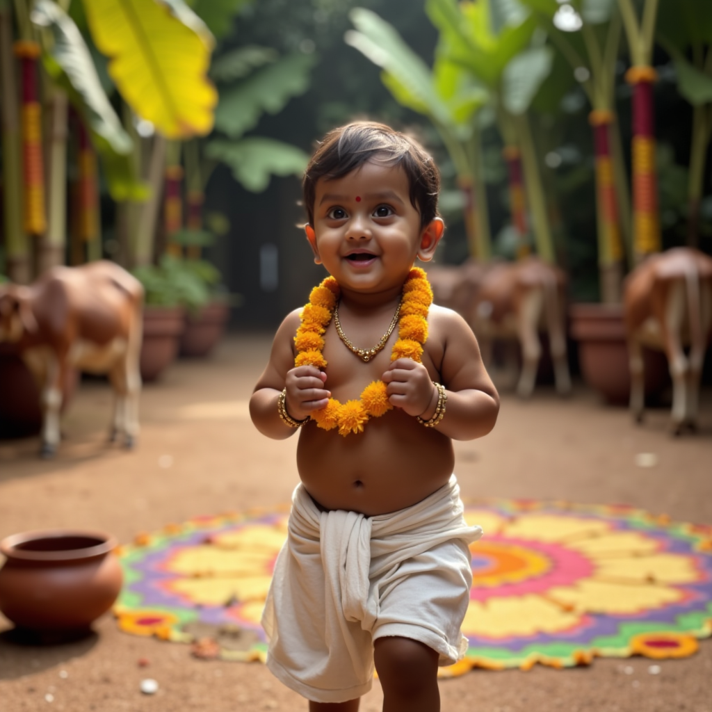 AI baby Pongal Harvest portrait