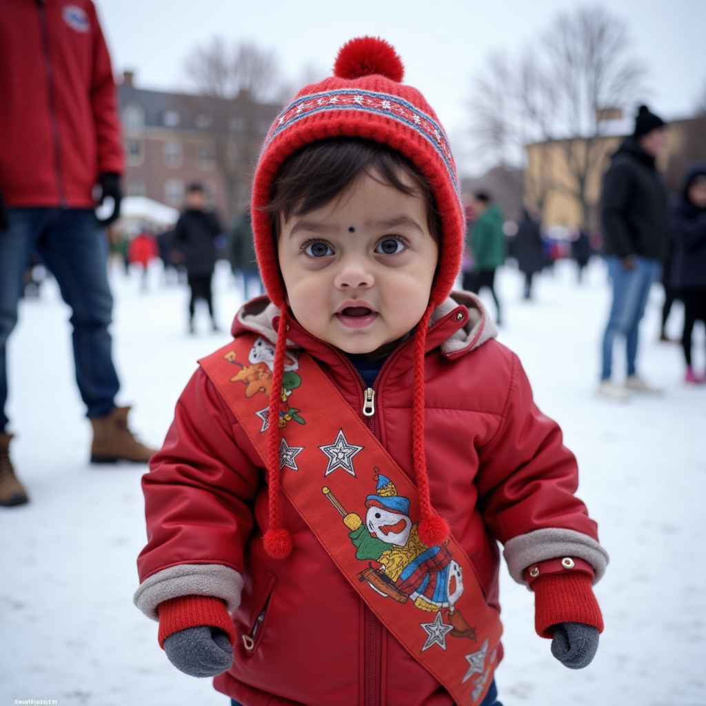 AI baby Quebec Winter Carnival portrait