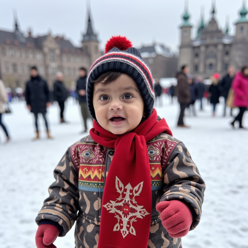 AI baby Quebec Winter Carnival portrait
