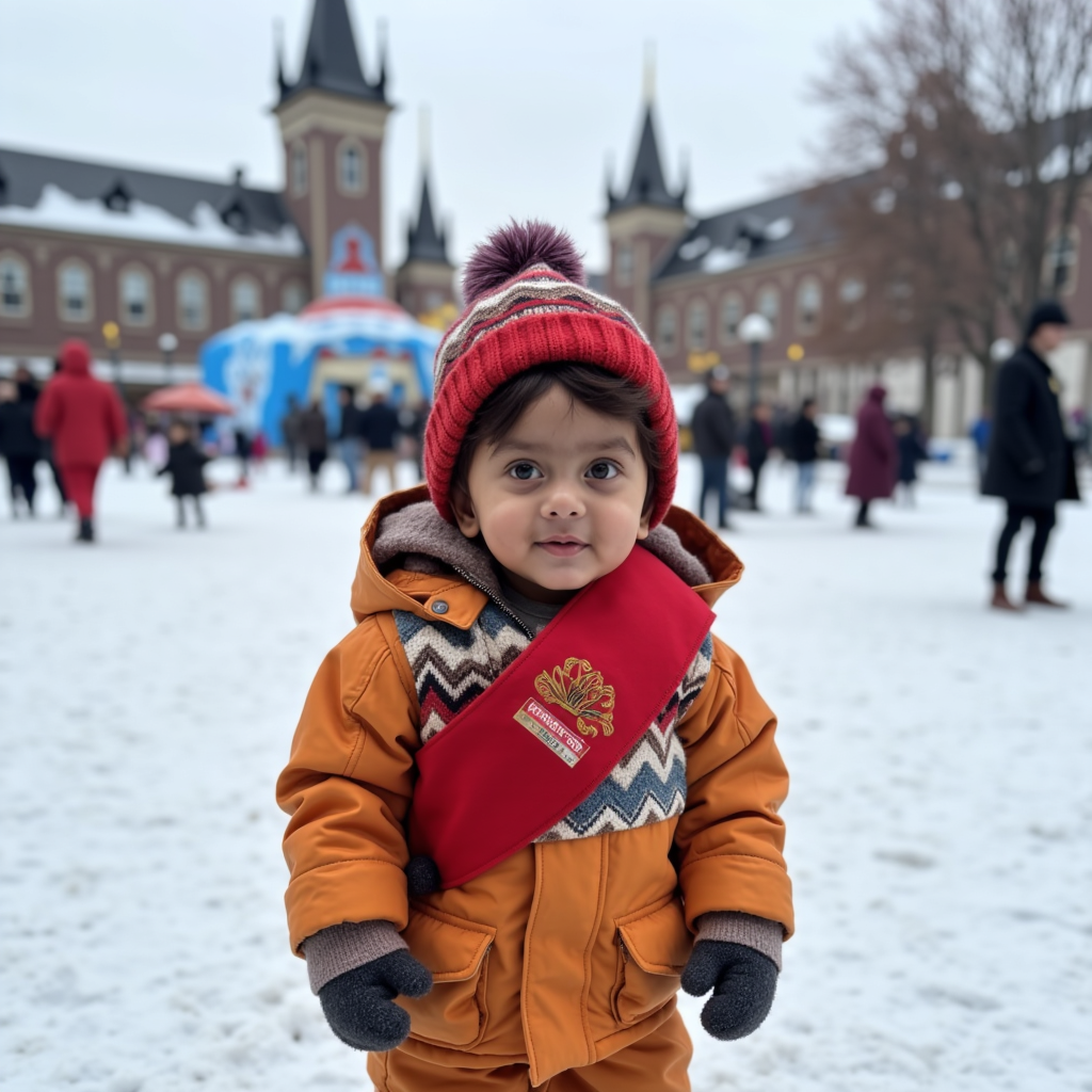 AI generated baby portrait - Quebec Winter Carnival theme