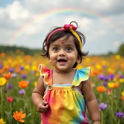 AI baby Rainbow Meadow photos
