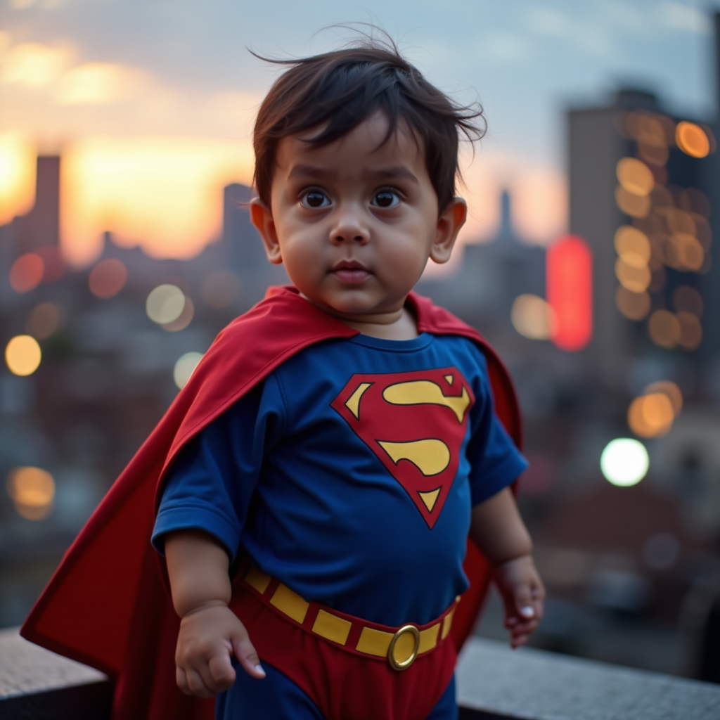 AI generated baby portrait - Superhero theme