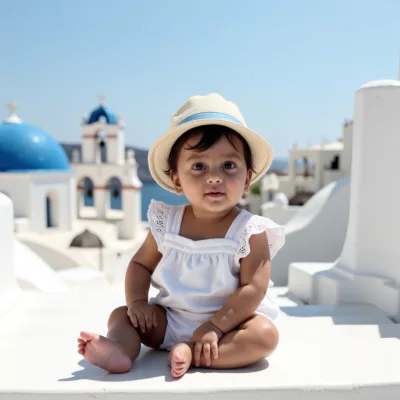 AI baby Santorini photos