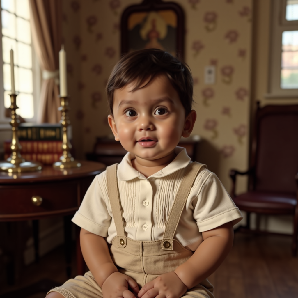AI generated baby portrait - Vintage theme