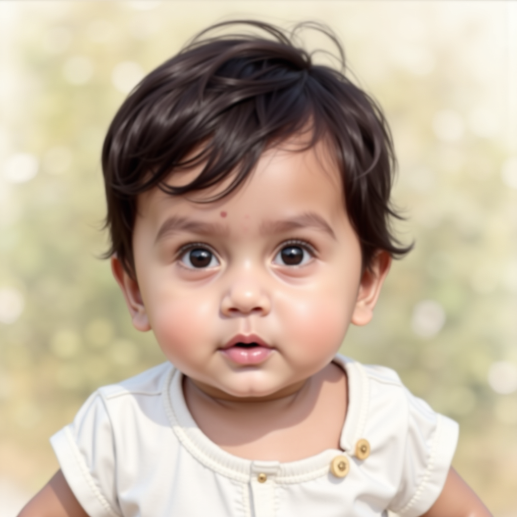 AI generated baby portrait - Watercolor Painting theme