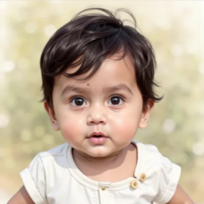 AI generated baby portrait - Watercolor theme