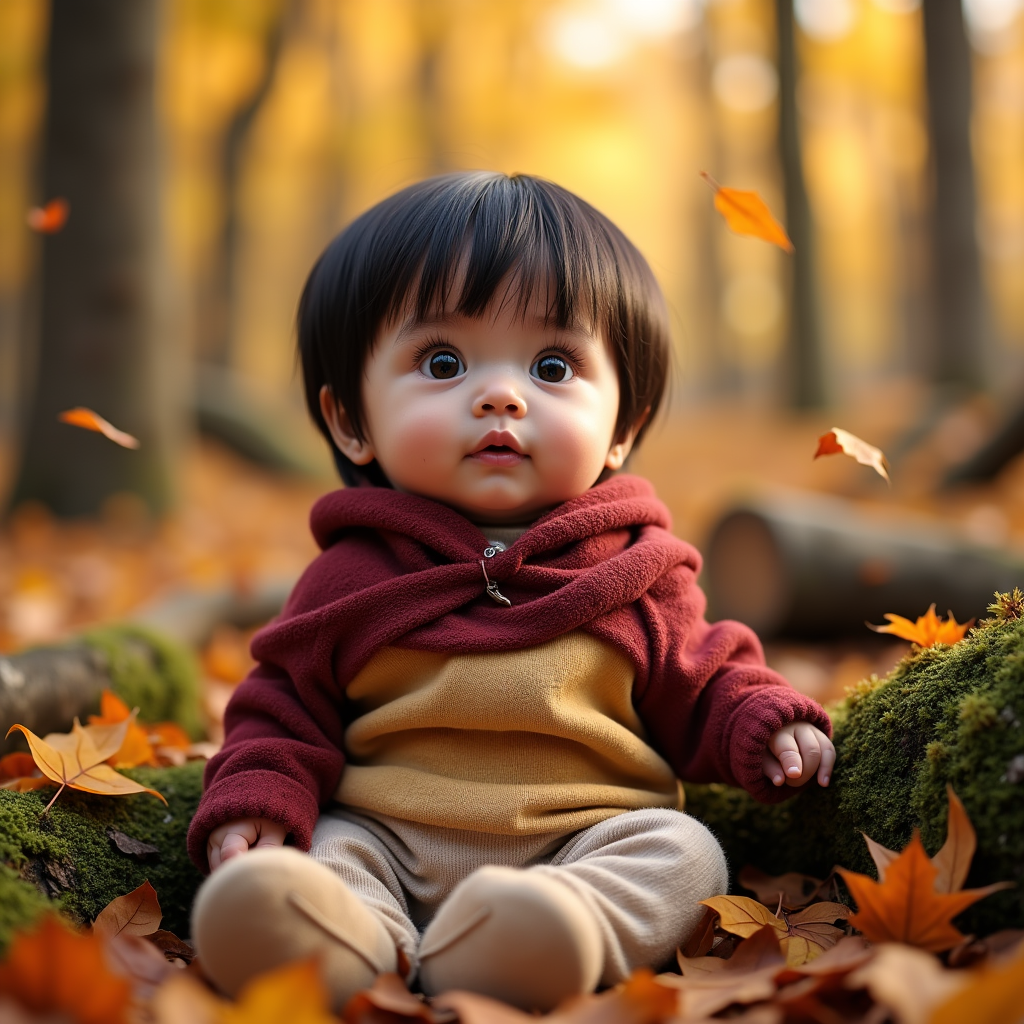 AI baby Autumn Forest portrait