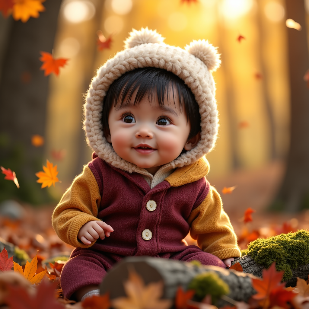 AI baby Autumn Forest portrait