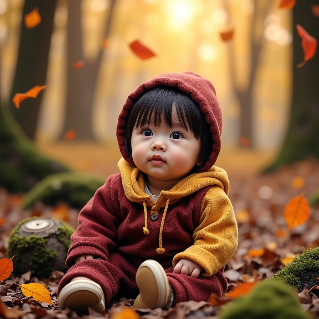 AI baby Autumn Forest portrait