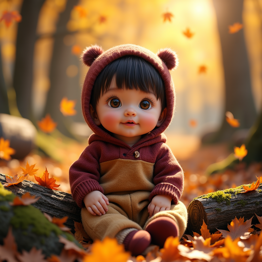AI baby Autumn Forest portrait