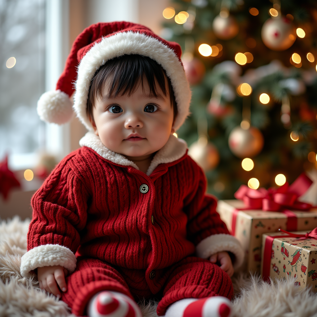 AI baby Christmas portrait